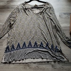 Artisan NY Top 3X 26 28 Green Blue Cream NWT Nice!